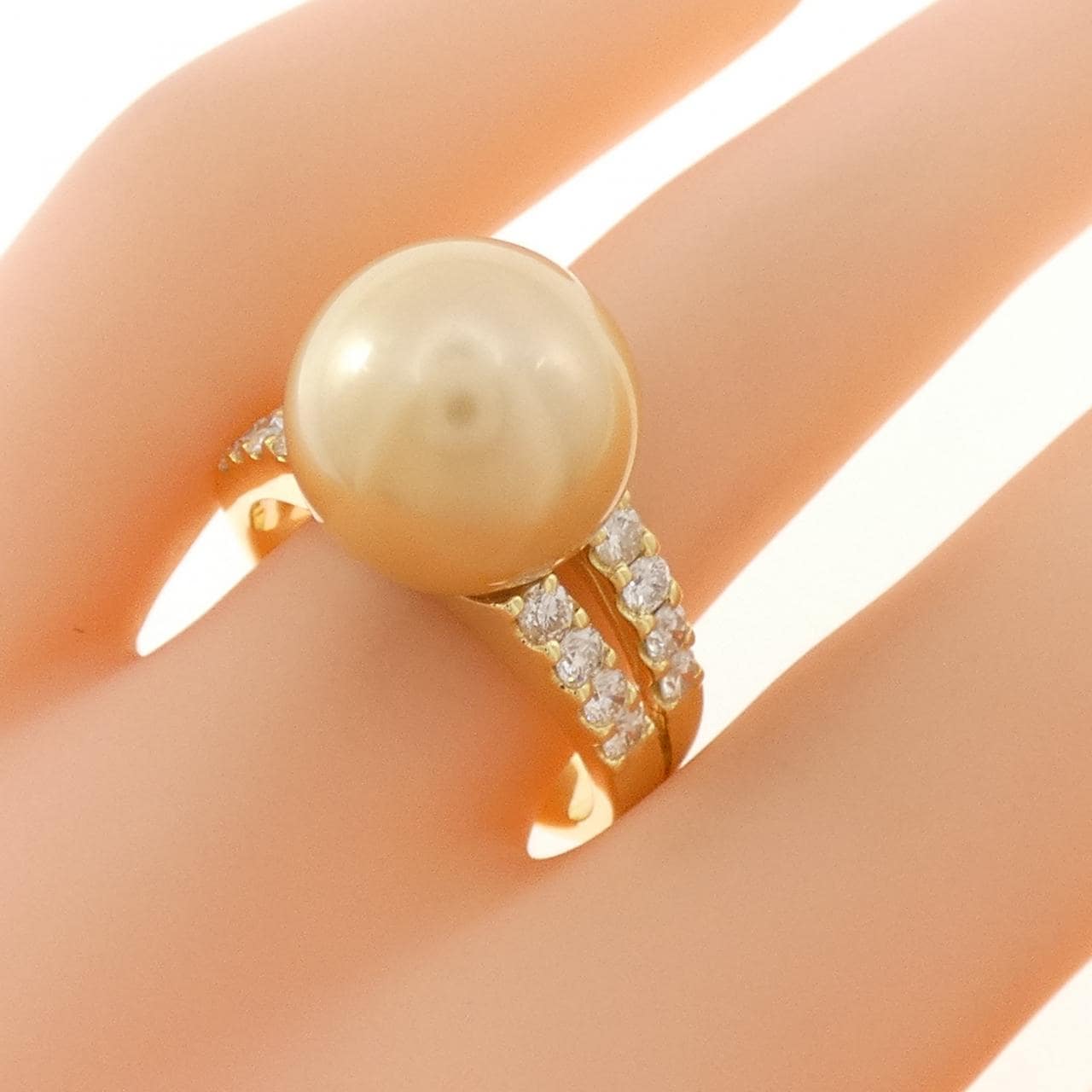 K18YG 白蝶パール リング 12.5mm