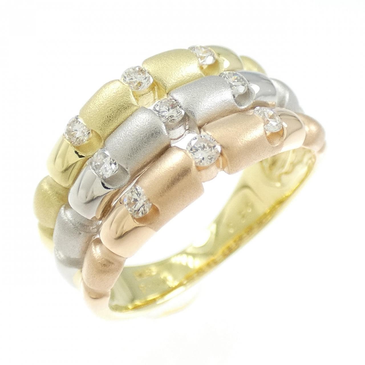 K18YG/PT900/K18PG ダイヤモンド リング 0.20CT