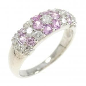 K18WG フラワー サファイヤ リング 0.50CT