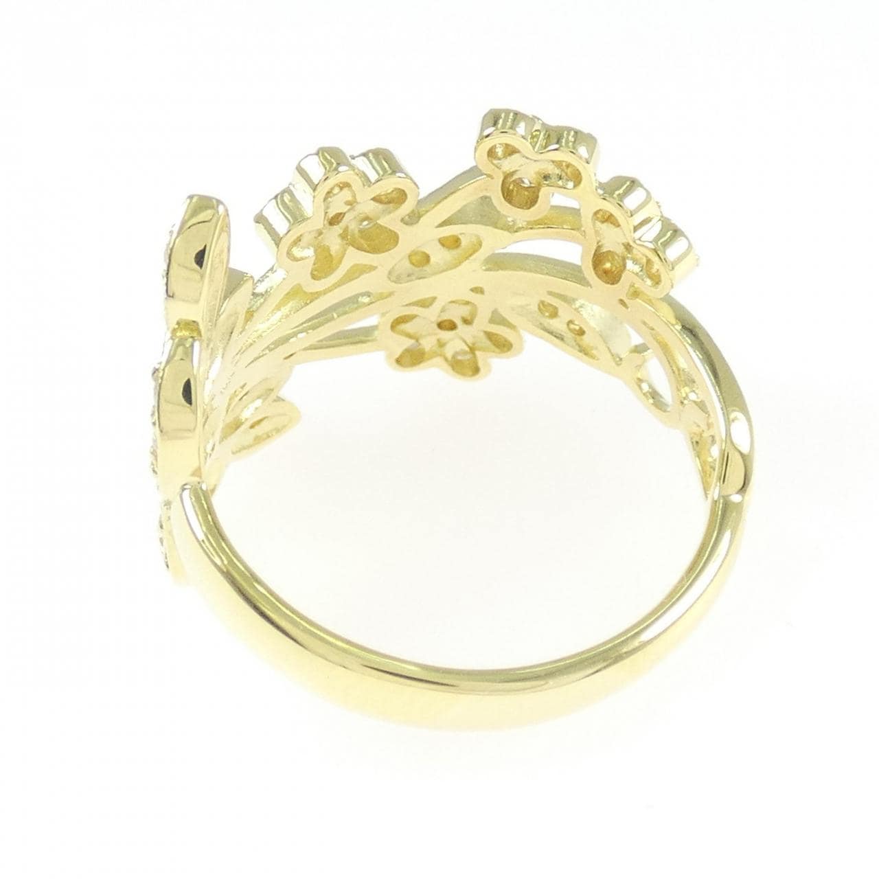 K18YG フラワー ダイヤモンド リング 0.35CT