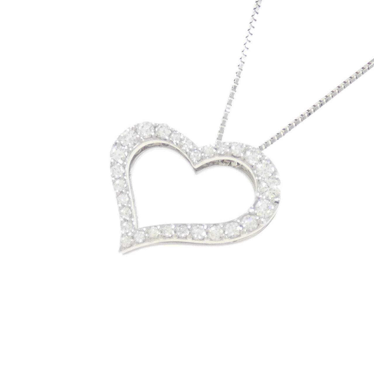 K18WG ハート ダイヤモンド ネックレス 0.50CT
