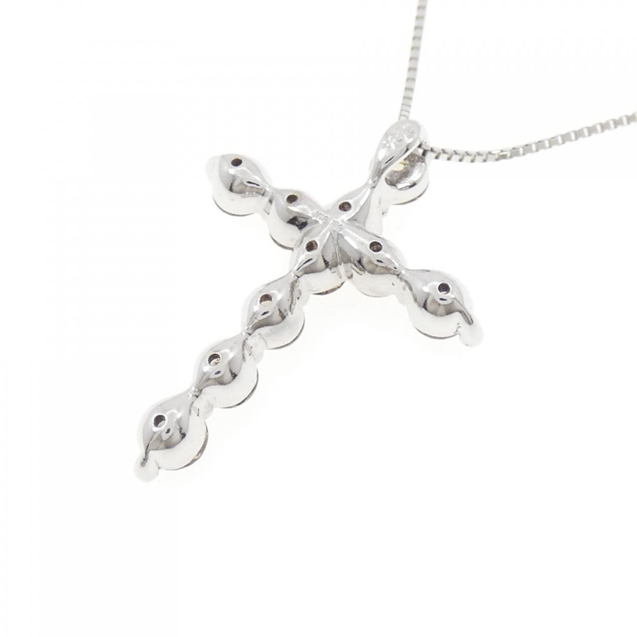 K18WG クロス ダイヤモンド ネックレス 2.24CT