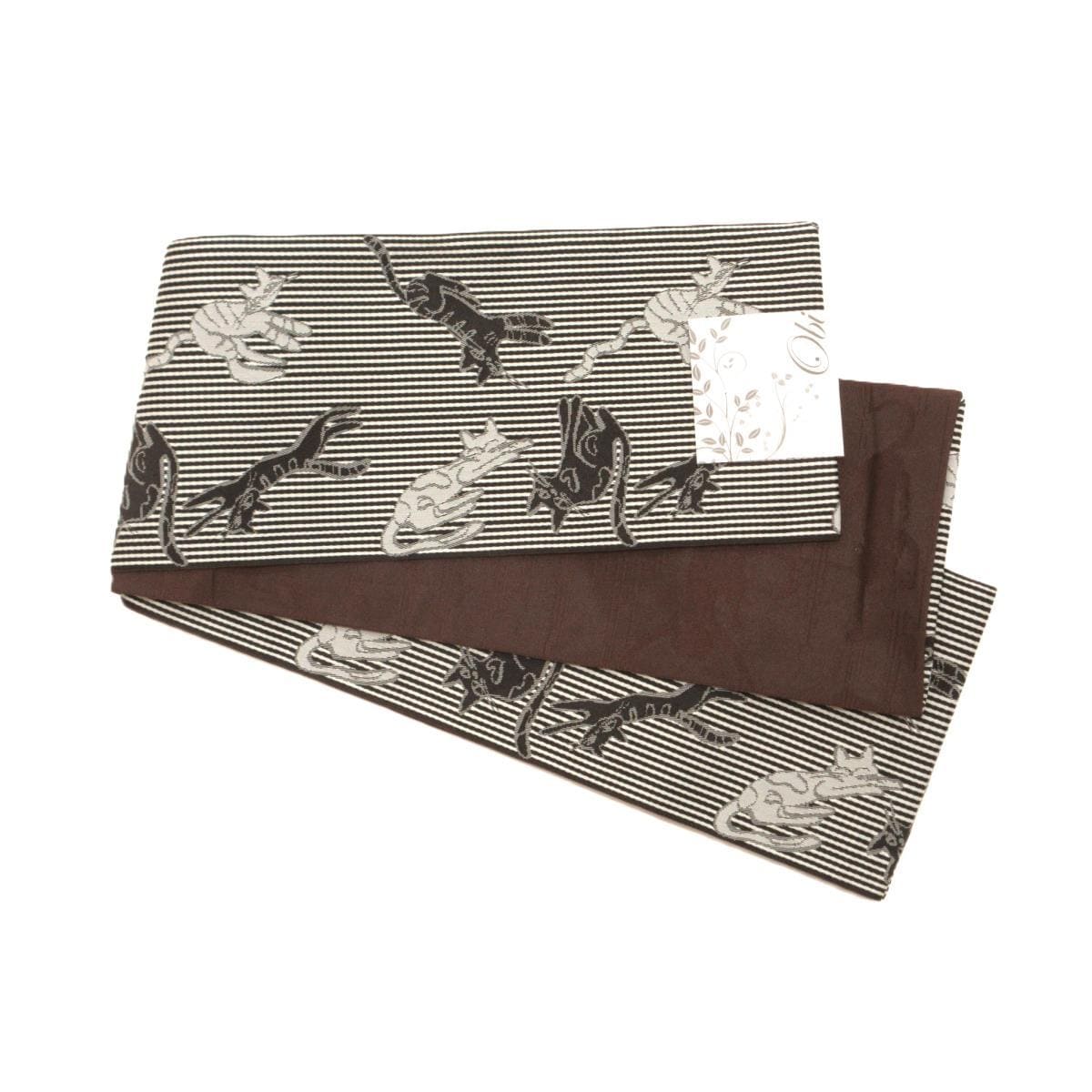 【新品】半幅帯　猫