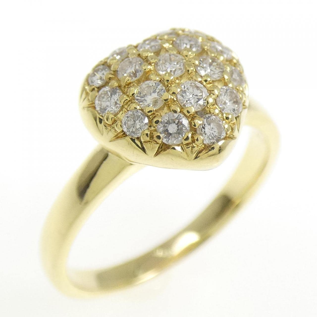 K18YG ハート パヴェ ダイヤモンド リング 0.30CT