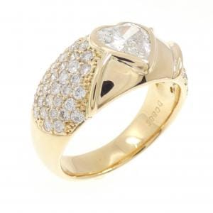 K18YG パヴェ ハート ダイヤモンド リング 0.885CT