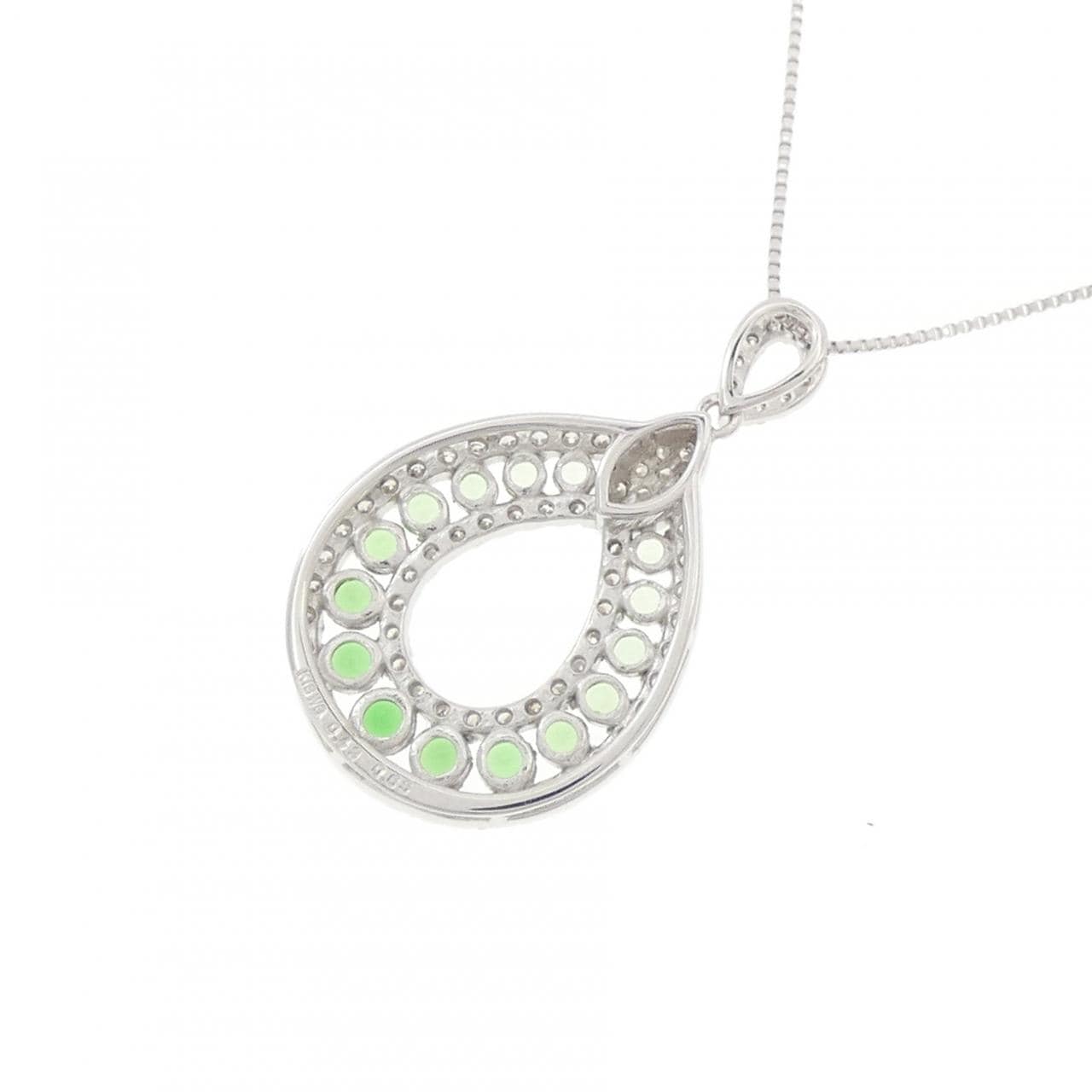 K18WG グリーンガーネット ネックレス 0.43CT