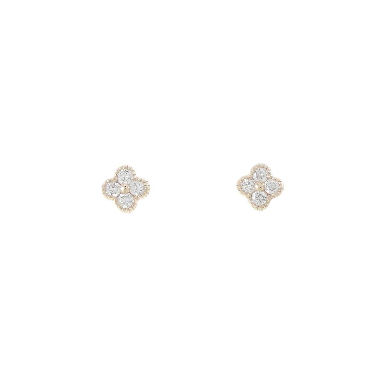 【リメイク】K10YG フラワー ダイヤモンド ピアス 0.20CT