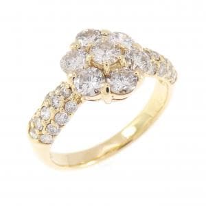 K18YG フラワー ダイヤモンド リング 1.40CT
