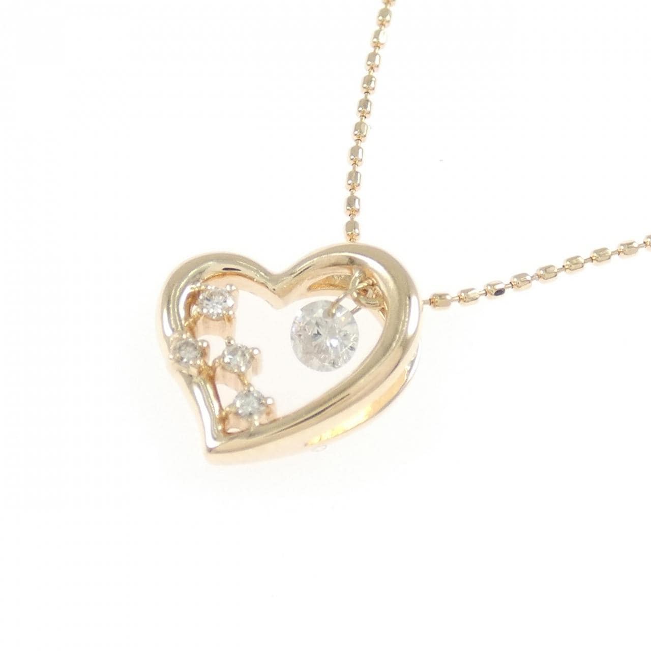 K10PG ハート ダイヤモンド ネックレス 0.14CT