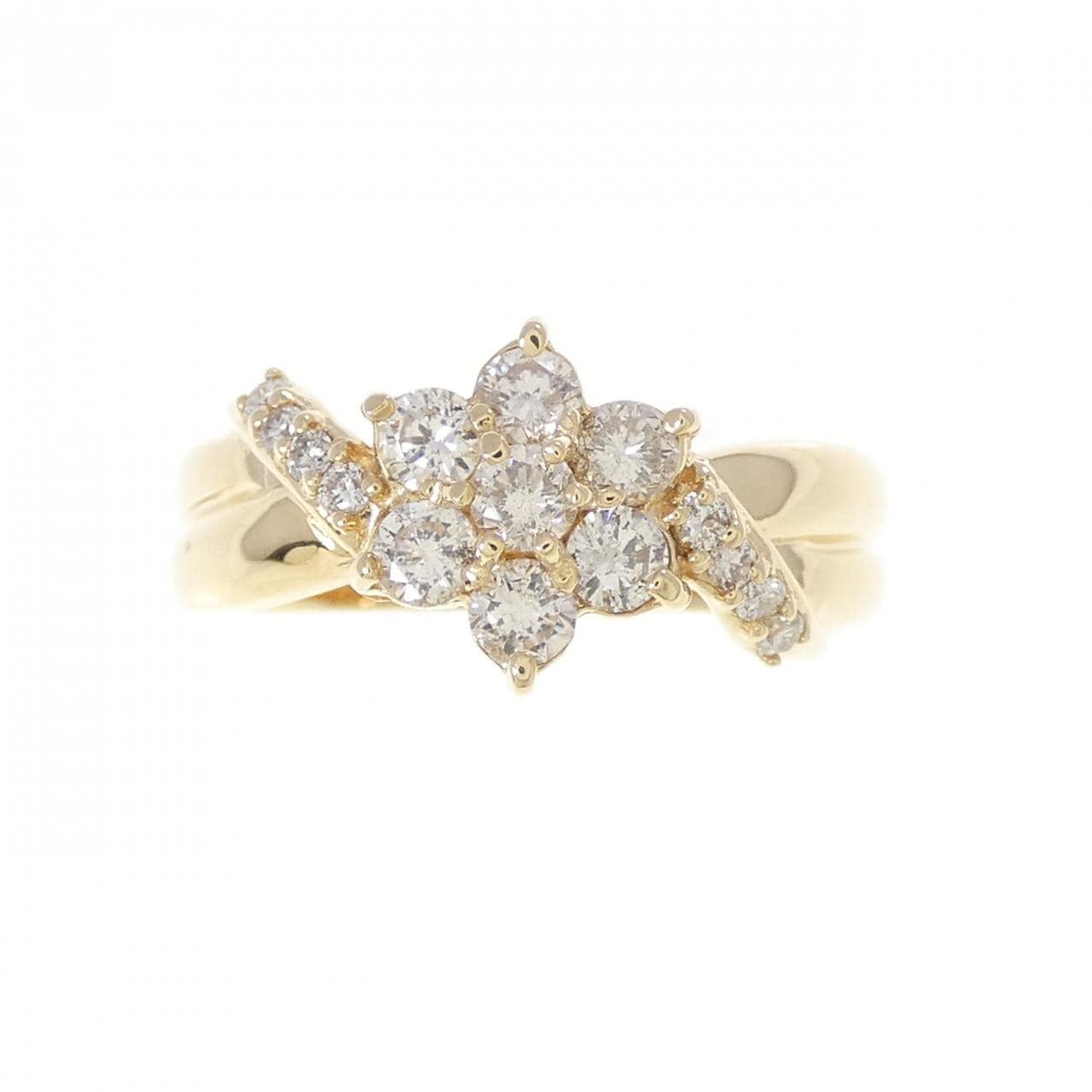 K18YG フラワー ダイヤモンド リング 0.50CT