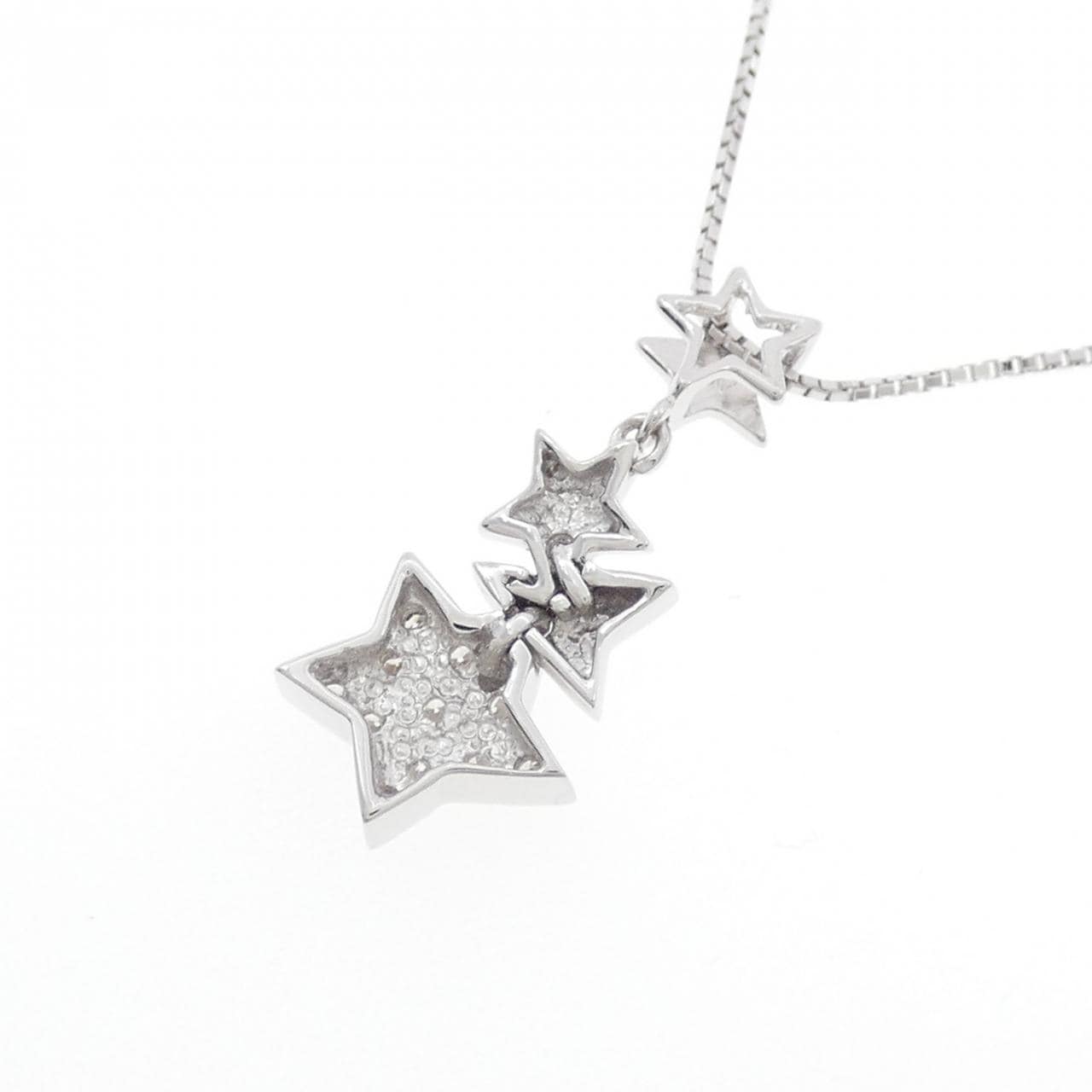 K18WG スター ダイヤモンド ネックレス 0.20CT