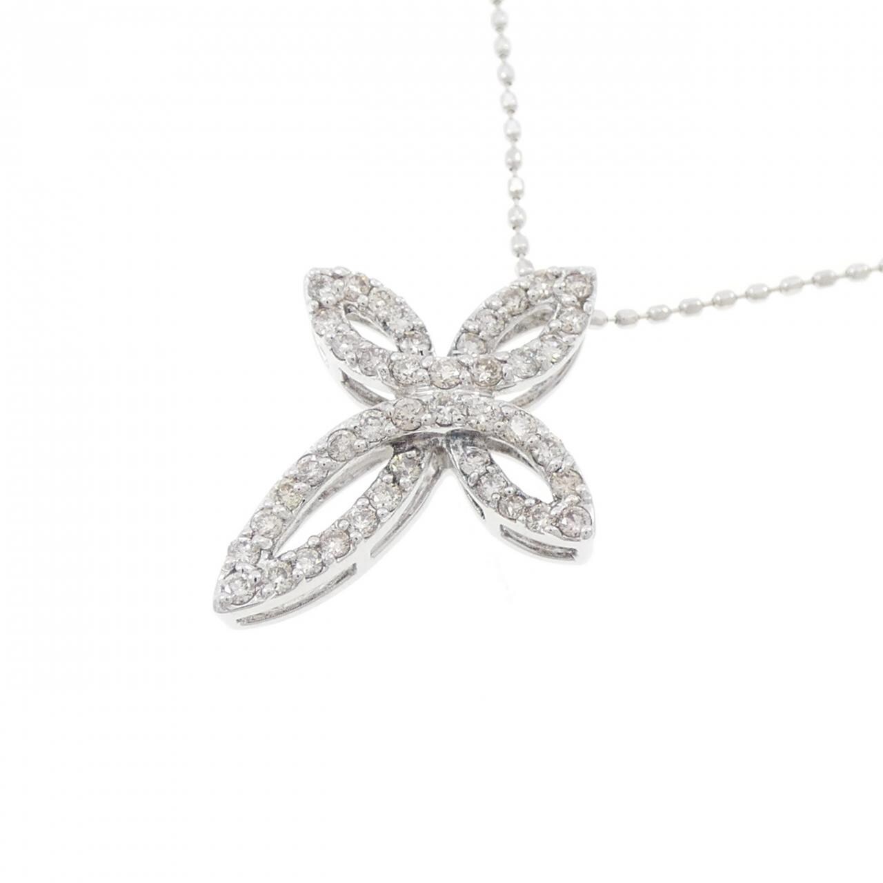 K18WG クロス ダイヤモンド ネックレス 0.30CT