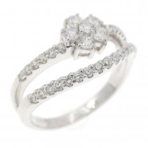 K18WG フラワー ダイヤモンド リング 0.40CT