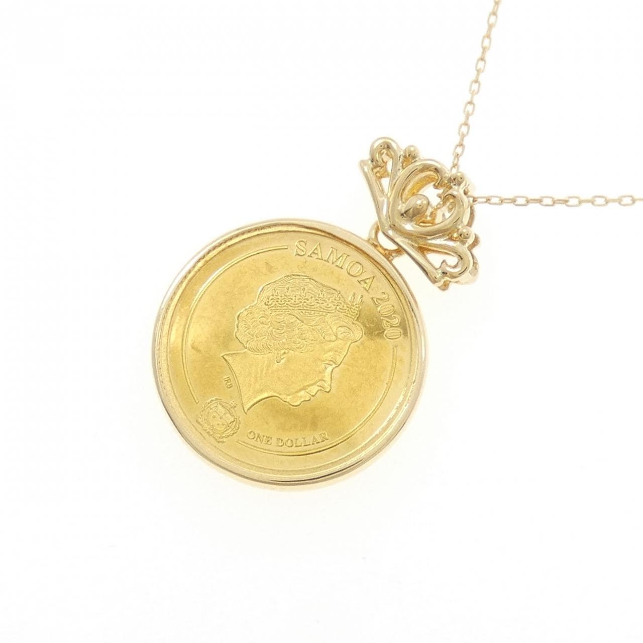 K18YG(枠) ダイヤモンド コイン ネックレス 0.01CT