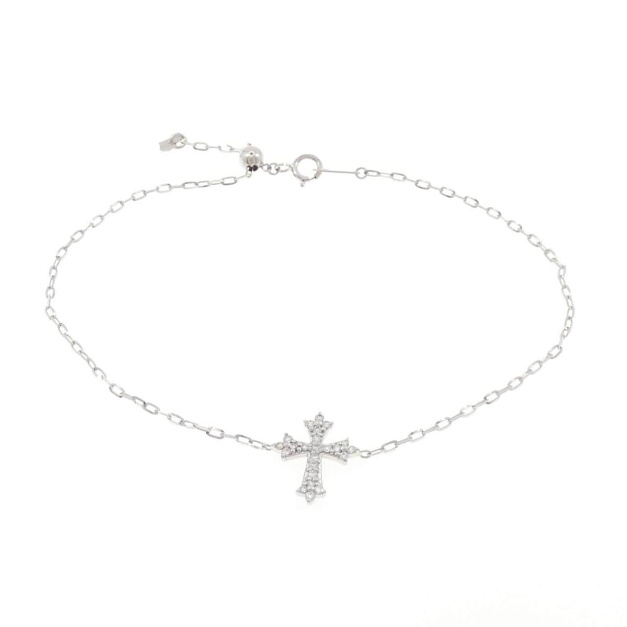 K18WG クロス ダイヤモンド ブレスレット 0.20CT