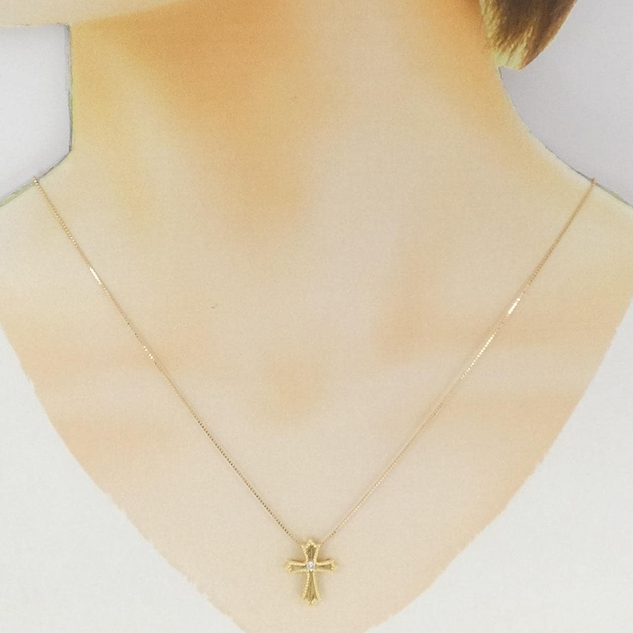 K18YG クロス ダイヤモンド ネックレス 0.03CT