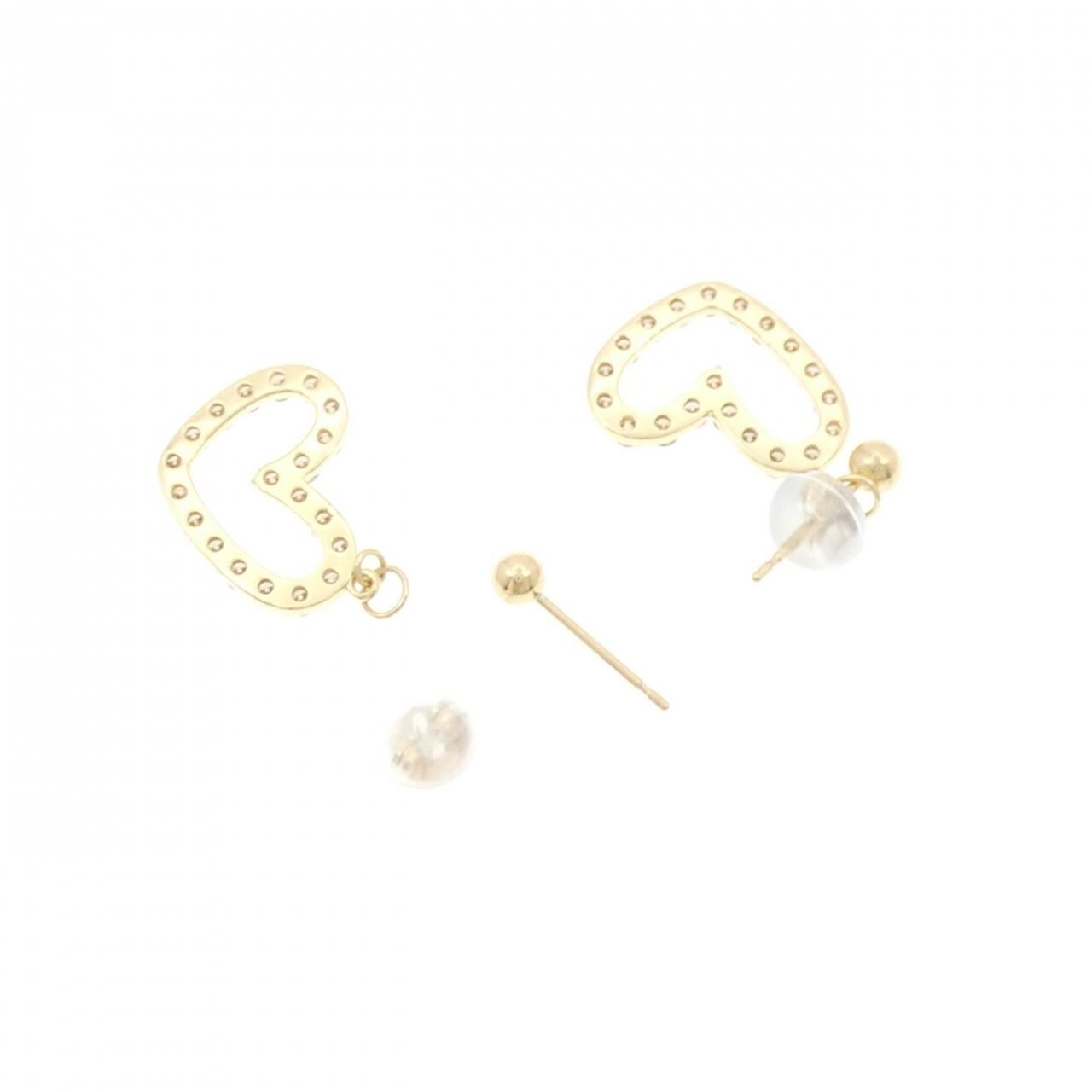 K18YG 2WAY ハート ダイヤモンド ピアス 0.86CT