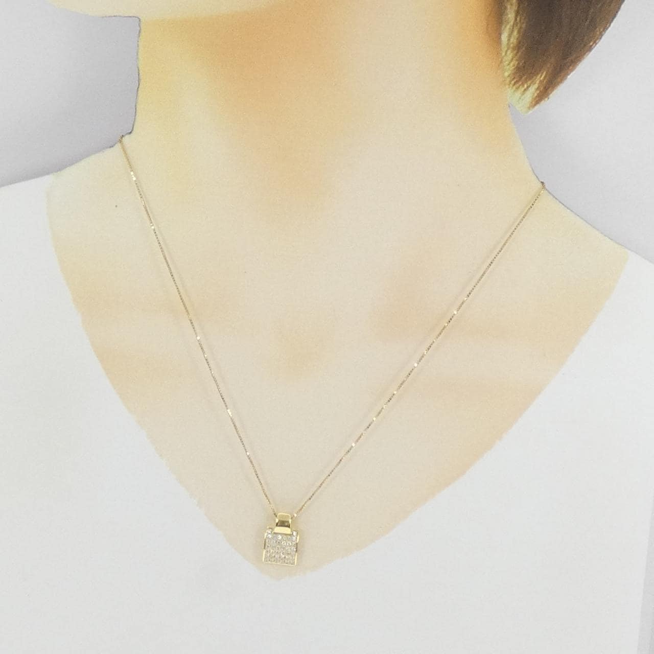 K18YG パヴェ ダイヤモンド ネックレス 0.65CT