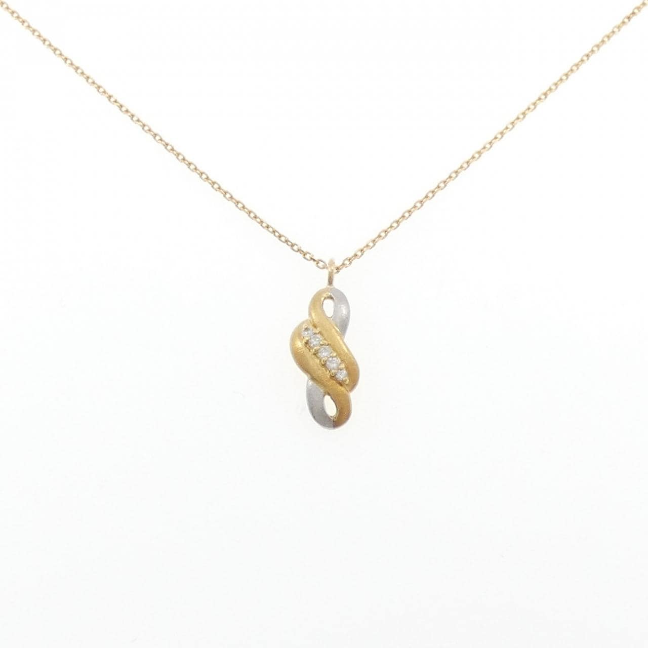 K18YG/PT850鑽石項鍊 0.05克拉