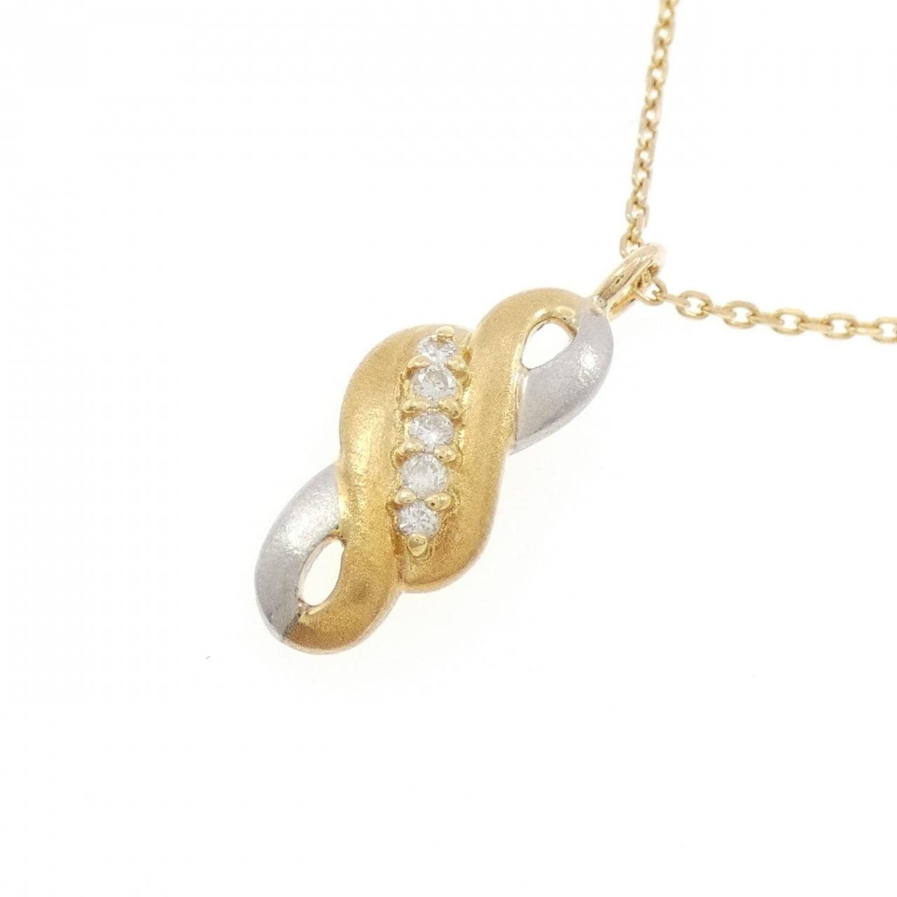 K18YG/PT850鑽石項鍊 0.05克拉