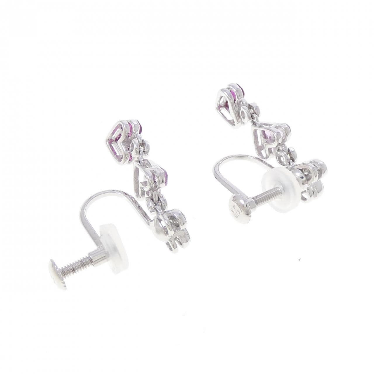 K18WG ハート カラーストーン イヤリング