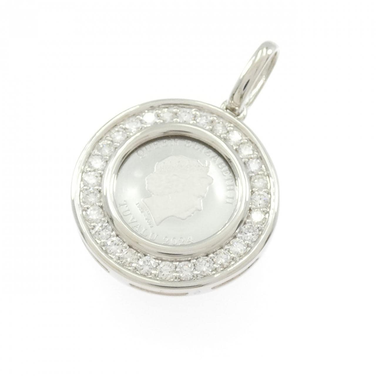 PT900(枠) ダイヤモンド コイン 0.70CT ペンダント