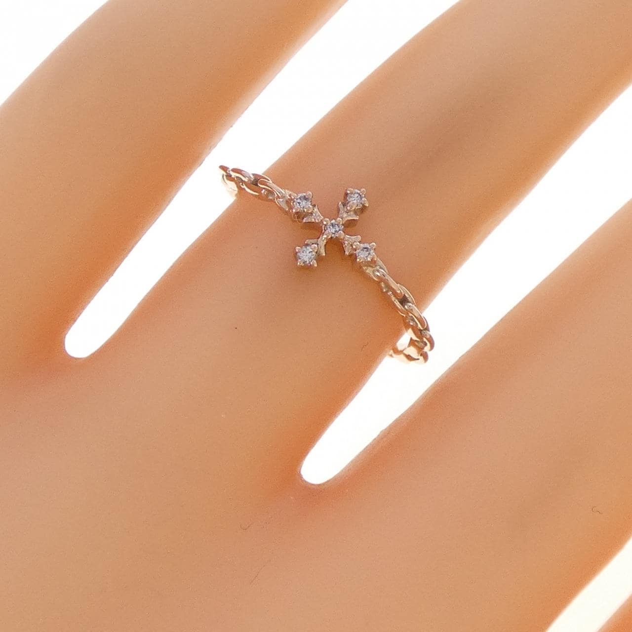 K10PG クロス ダイヤモンド リング 0.03CT