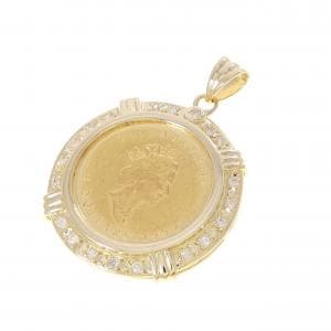 K18YG(枠) ダイヤモンド コイン ペンダント 0.10CT
