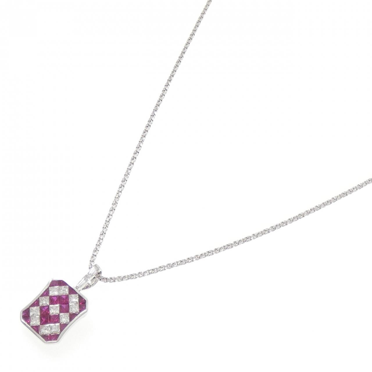 K18WG ルビー ネックレス 2.00CT