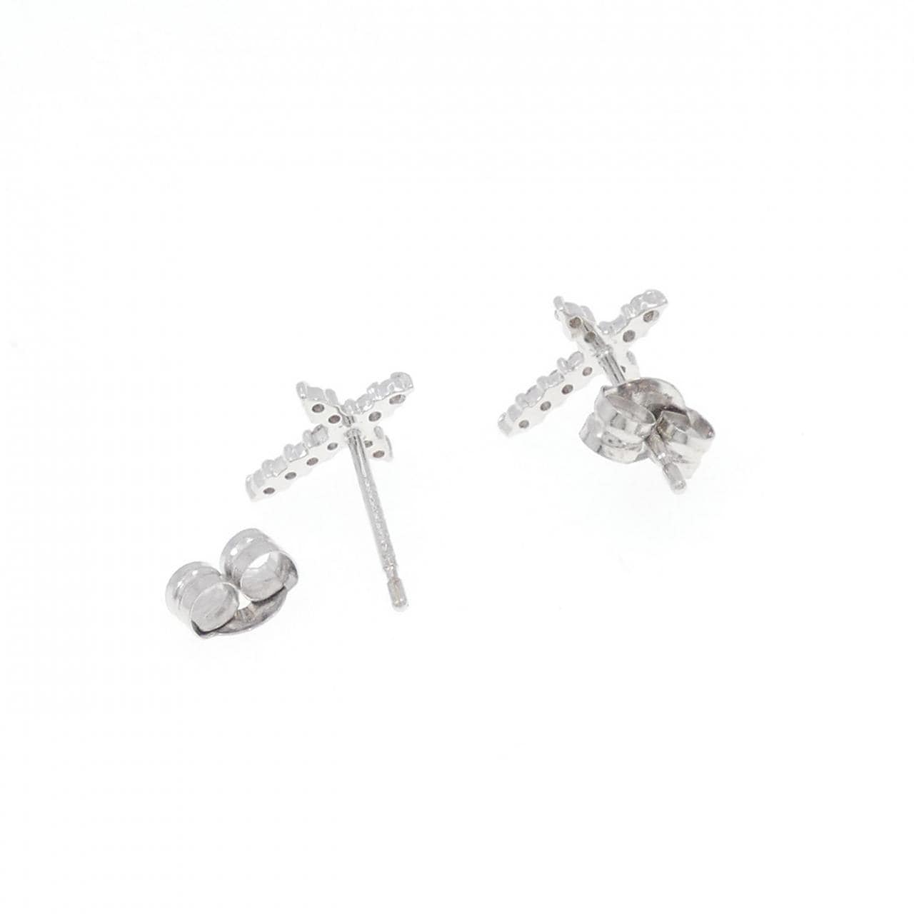 K18WG cross Diamond earrings 0.10CT