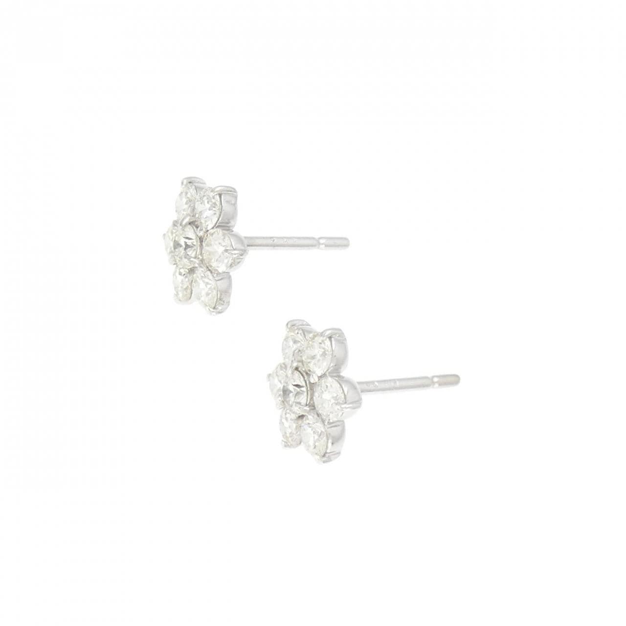 K18WG Flower Diamond Earrings 1.19CT