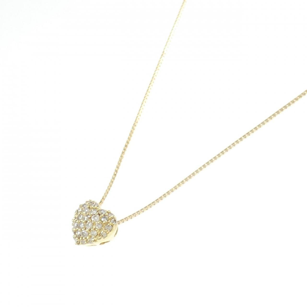 K18YG Pave Heart Diamond Necklace 0.25CT