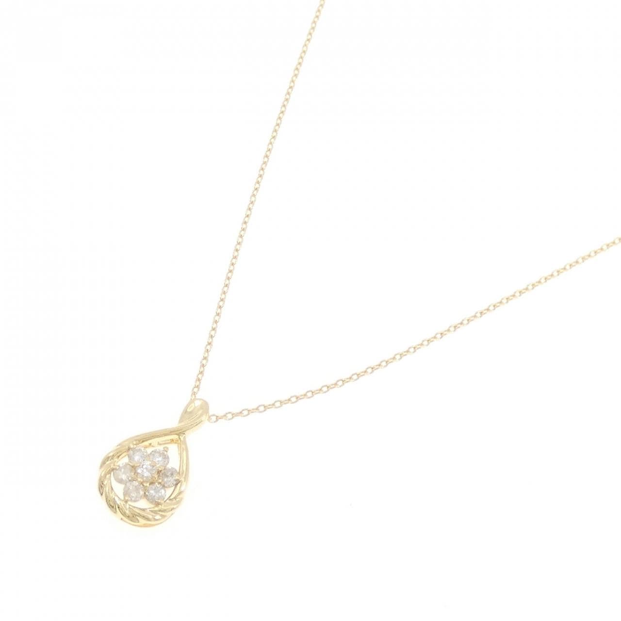 K18YG フラワー ダイヤモンド ネックレス 0.2CT
