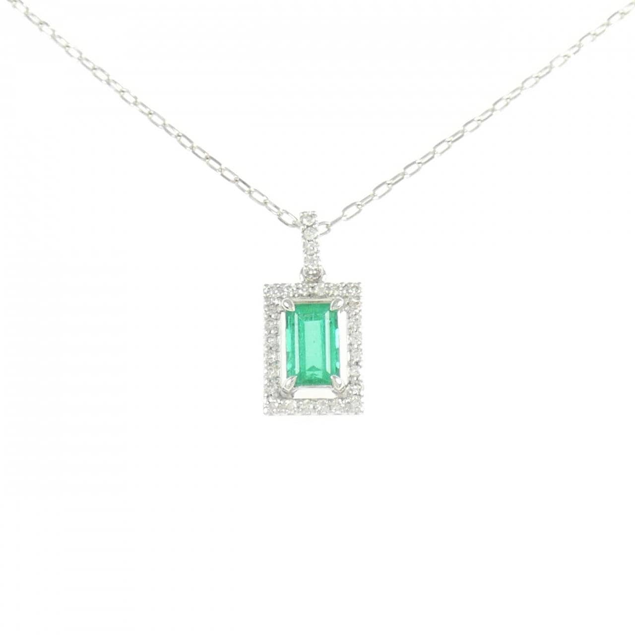 K18WG エメラルド ネックレス 0.41CT