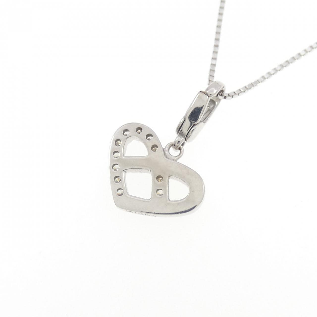 K10WG ハート ダイヤモンド ネックレス 0.07CT