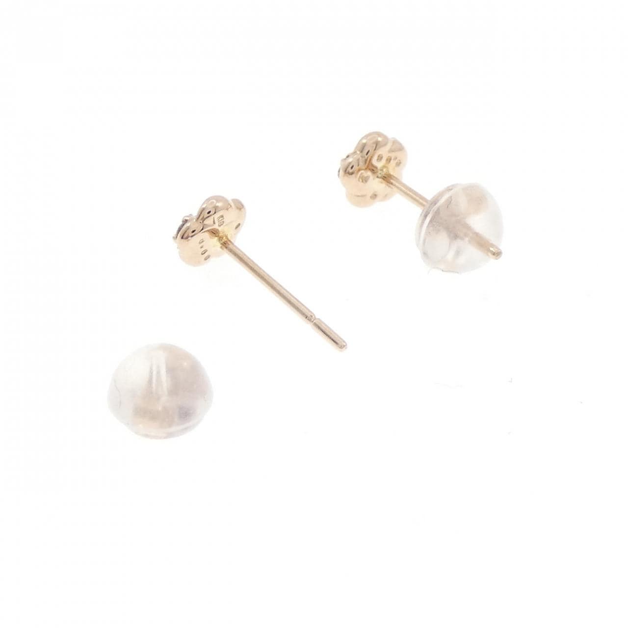 K18PG フラワー ダイヤモンド ピアス 0.12CT