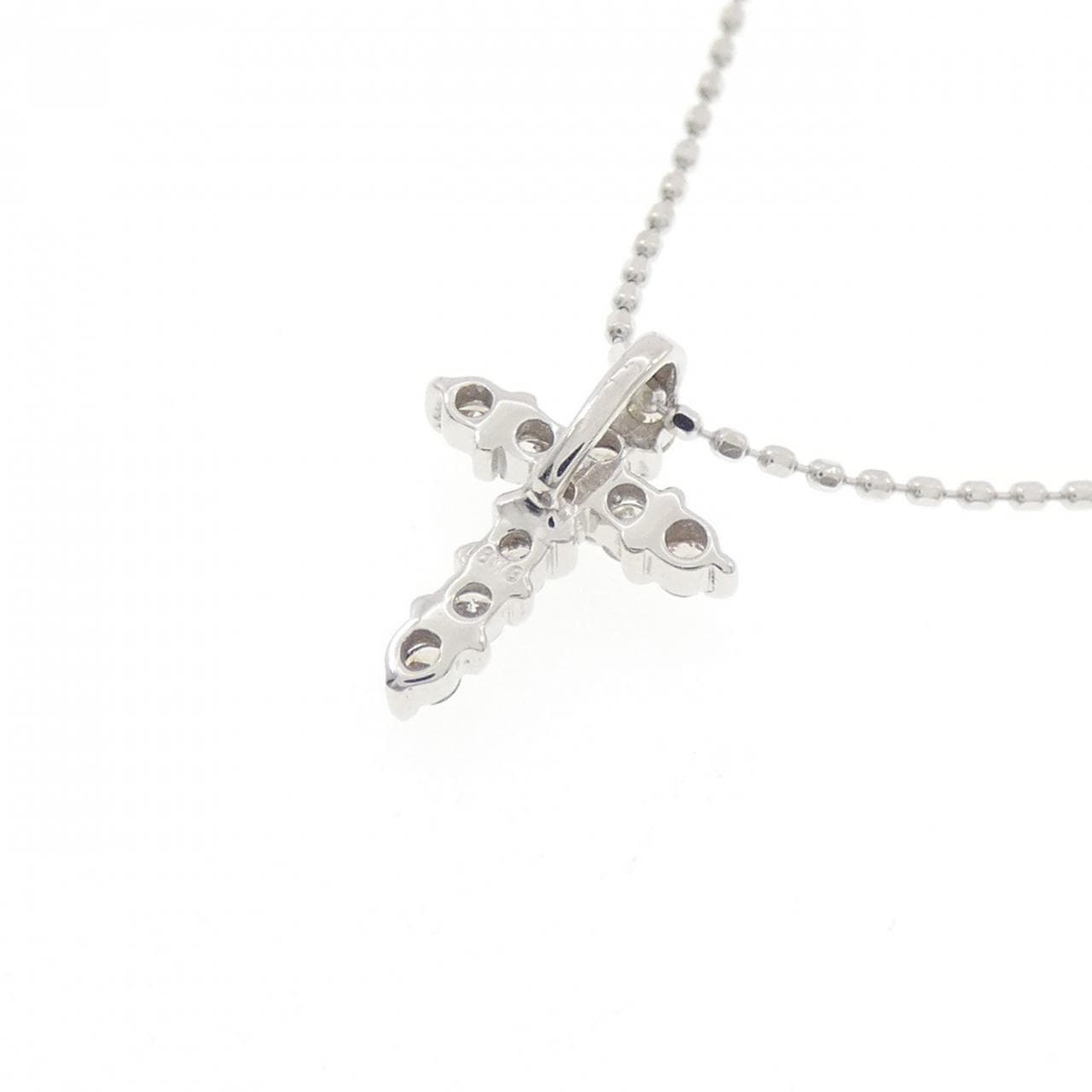 K18WG/750WG クロス ダイヤモンド ネックレス 0.15CT