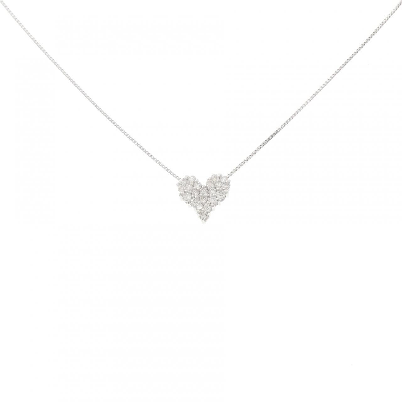 K18WG/K10WG ハート ダイヤモンド ネックレス 0.15CT