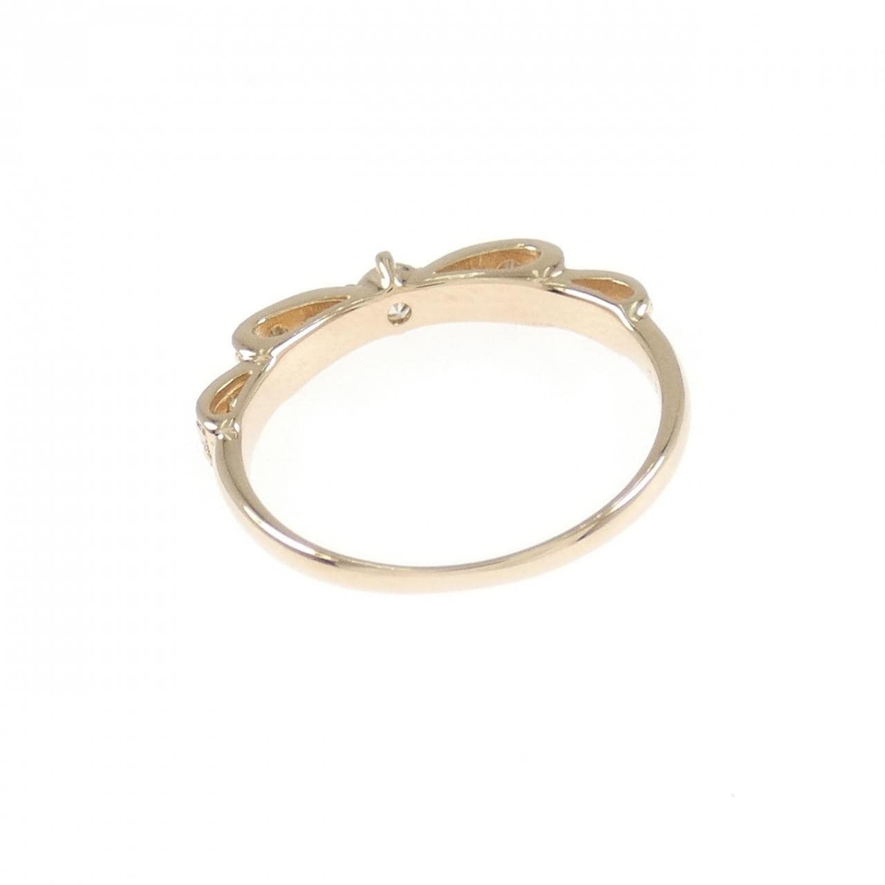 K18PG リボン ダイヤモンド ピンキー リング 0.20CT