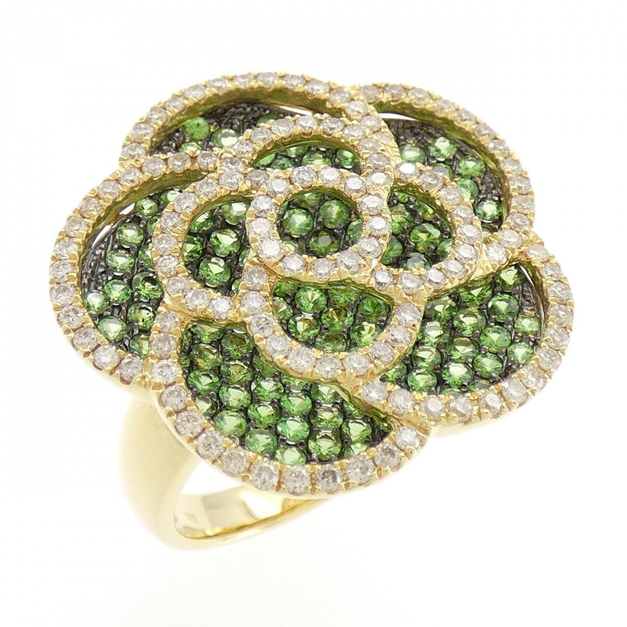 K18YG/K18BG Flower Green Garnet Ring 2.00CT