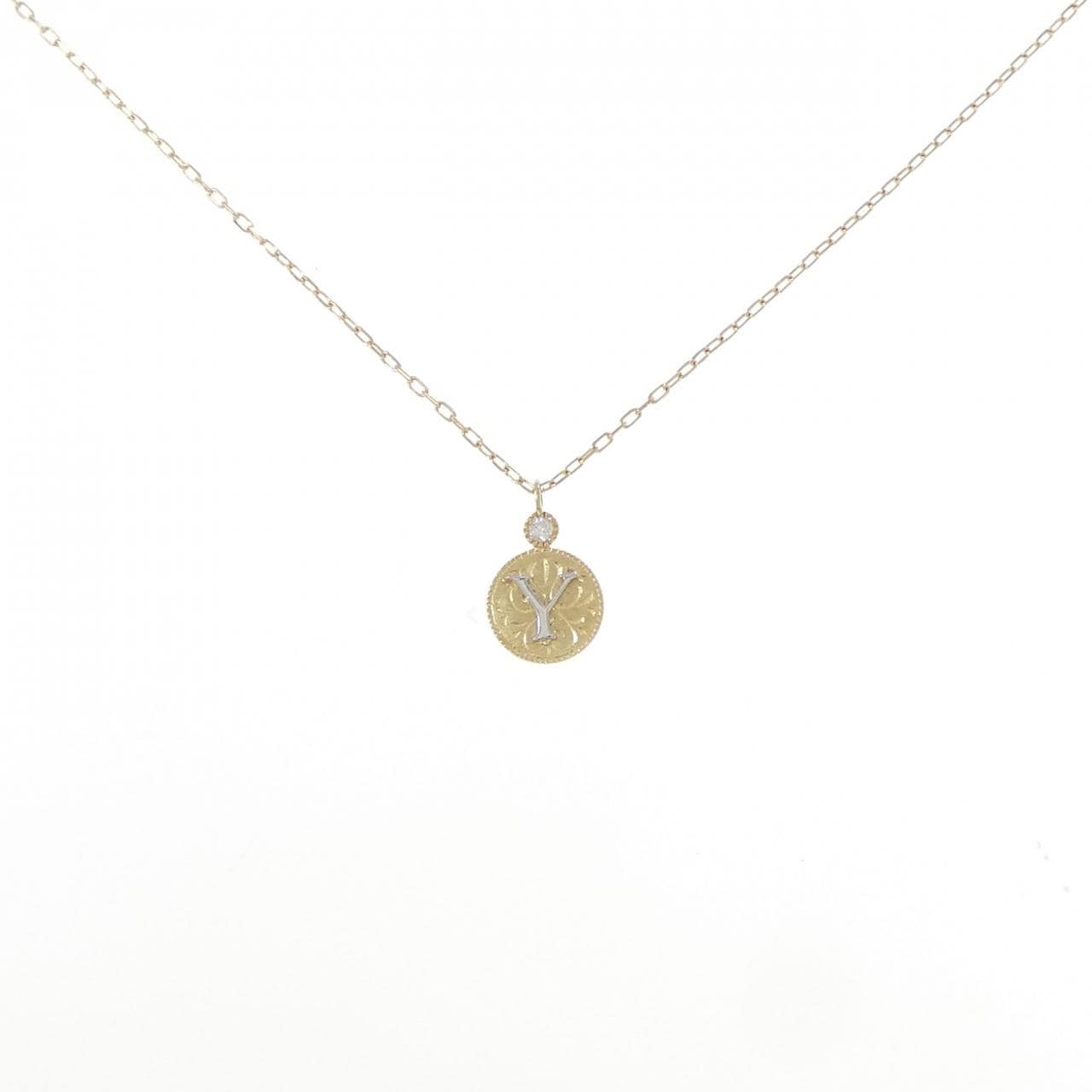 アガット イニシャル ネックレス 0.01CT