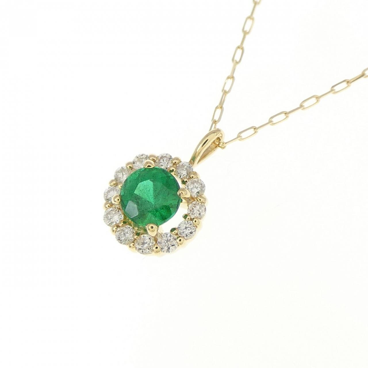 【新品】K18YG エメラルド ネックレス 0.10CT