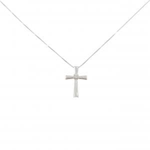 K18WG クロス ダイヤモンド ネックレス 0.10CT