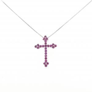 K18WG クロス ルビー ネックレス 1.00CT