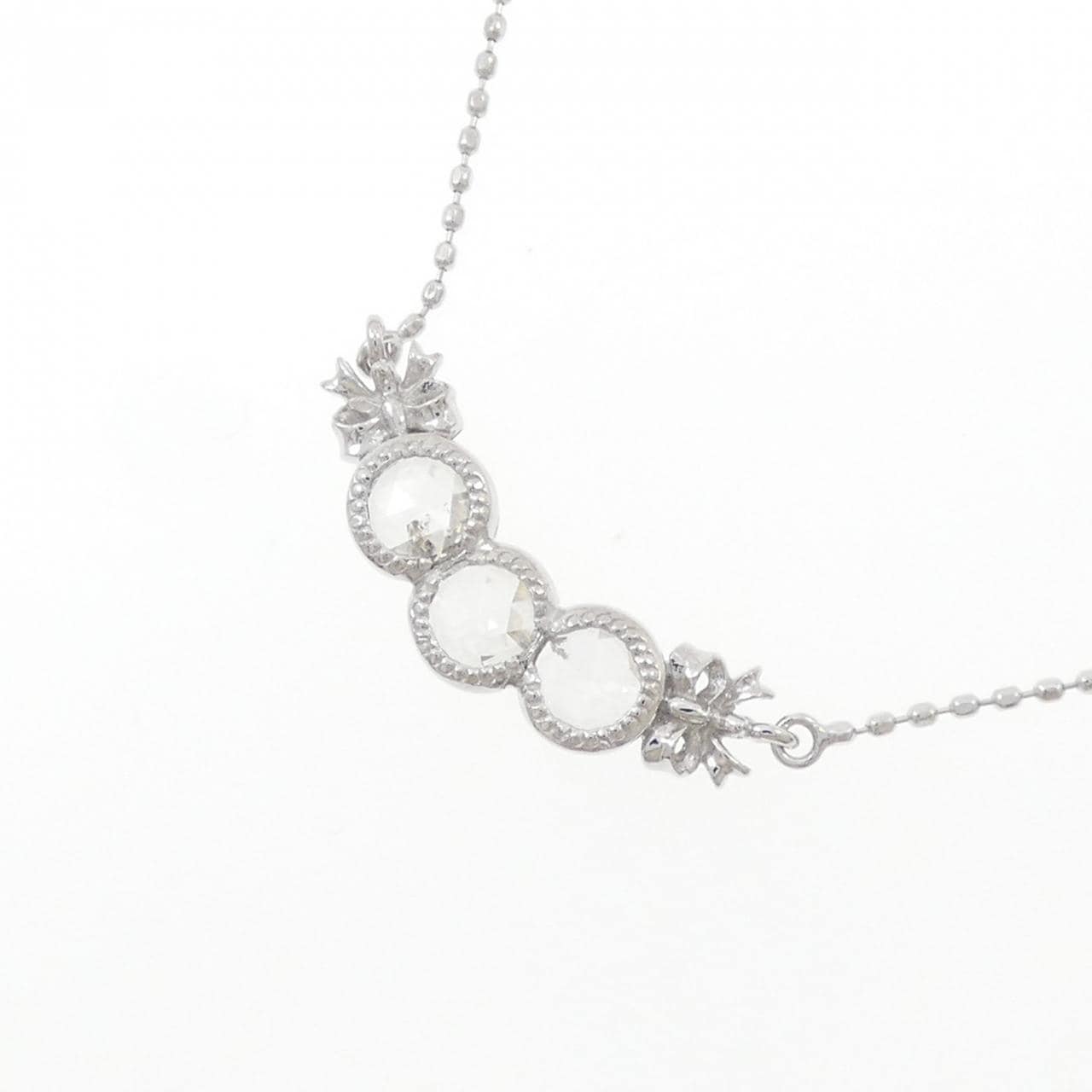 K18WG リボン ダイヤモンド ネックレス 0.30CT