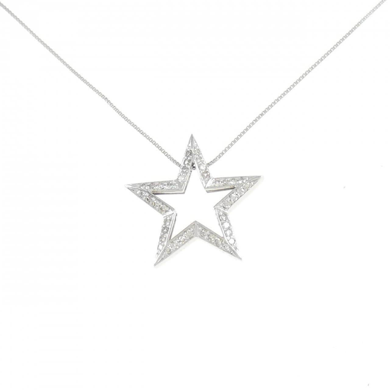 K18WG スター ダイヤモンド ネックレス 0.31CT