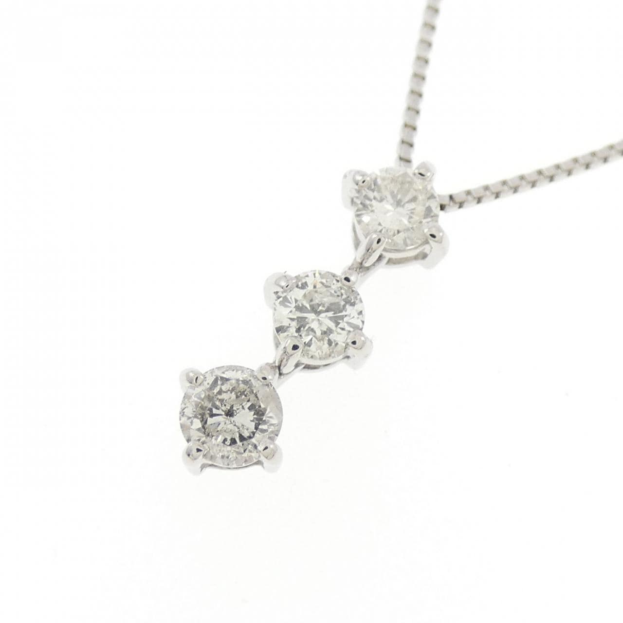 PT900/PT850 スリーストーン ダイヤモンド ネックレス 0.30CT