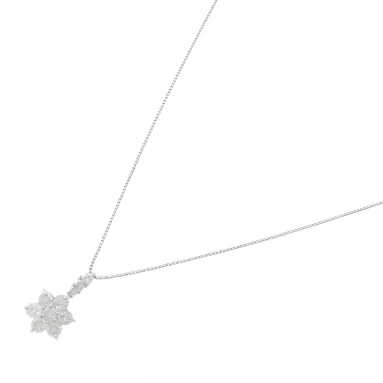 PT900/PT850 フラワー ダイヤモンド ネックレス 0.56CT