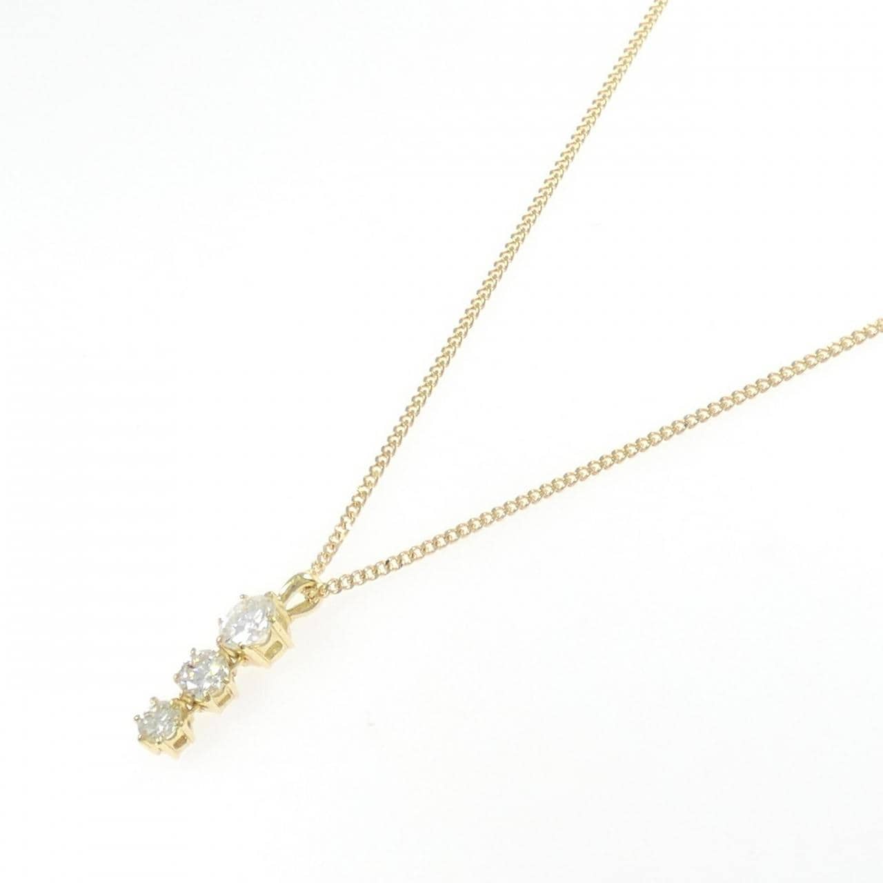 K18YG スリーストーン ダイヤモンド ネックレス 1.00CT