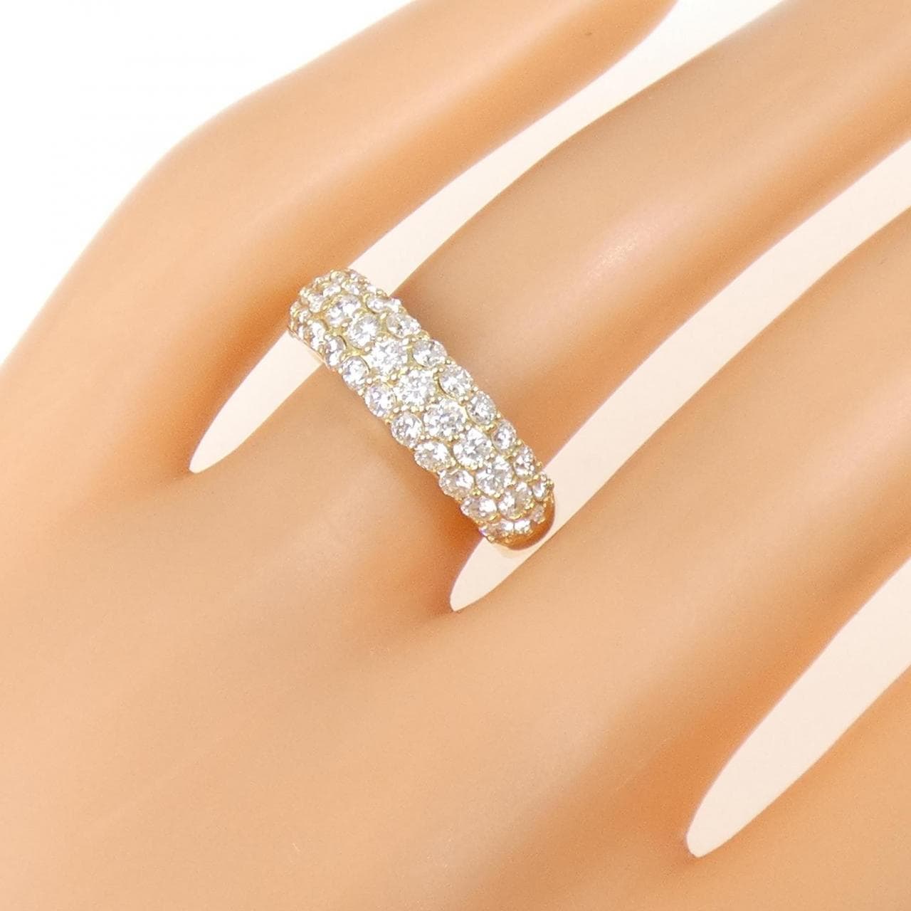 K18YG パヴェ ダイヤモンド リング 1.37CT